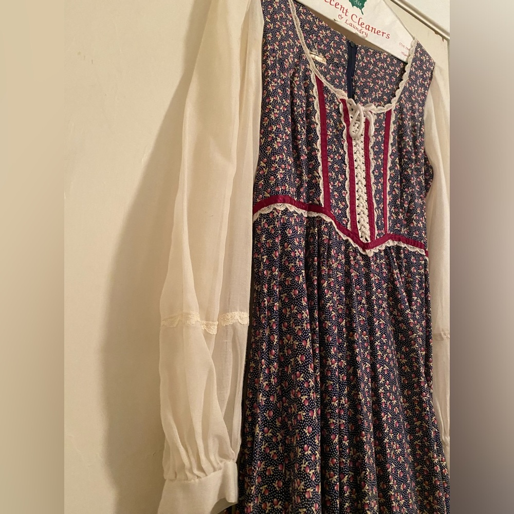 Blue and white gunne sax dress, no label. Vintage 70’s - Picture 4 of 7